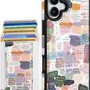 Shorogyt for iPhone 16 Wallet Case - Fits 5 Cards, Compatible with Magsafe Detachable Magnetic Credit Card Holder Leather Cardholder Cute Phone Cover Women Girls for Apple 16, Collage