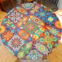 Round Fitted Tablecloth Elastic Edge Design Table Cover Waterproof Table Cloth Wipeable Washable for Round Table Best for 45"-56" Round Table