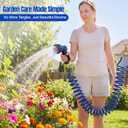 Therwen 25 ft Heavy Duty EVA Recoil Garden Hose Curly Water Hose with 8 Pattern Spray Nozzle and Brass Connectors for Garden Watering Cars Washing(Blue)