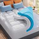ELEMUSE 3 Inch Full Size Dual Layer Memory Foam Mattress Topper, 2 Inch Cooling Gel Foam, 1 Inch Soft Pillowtop Pad, Pressure Relief Bed Topper for Teen Room, Apartment & Guest Bed, Extra Support