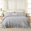 Andency Light Gray California King Comforter Set, 3 Pieces Lightweight Fluffy Farmhouse Shabby Chic Bedding Comforter Sets, Soft Polyester All Season Cal King Bed Sets(104x96Inch)