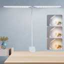 deaunbr LED Reading Light with Clip, Desk Lamp 48 LEDs 2600mAh Battery USB Rechargeable Book Lights Stepless Adjustable Brightness Eye Protection Flexible Table Lamps for Bed Headboard, Home, Office (White)