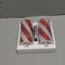Retisee 2 Pcs Candy Cane Flameless Candles Striped Flickering LED Real Wax with Remote Timer Battery Operated Fake Candle Wide Glitter Stripe Pillars for Party Decor(3" X 6",Red)