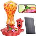 Smart Glass Hummingbird Feeder with Camera, Solar Powered 2K HD Hummingbird Feeders for Outdoors Hanging, AI Identifies & Auto Recording, Leak-Proof Ant & Bee Proof, Ideal Gift for Bird Lovers