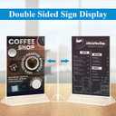 Seencool 5 x 7 Acrylic Sign Holder - Clear Wedding Table Number Holder, Double Sided Picture Frames with Vertical Stand, T Shape Desktop Display Stand for Office, Home, Store, Restaurant