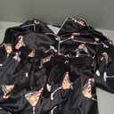 NUFIWI Women Christmas Pajamas Pjs Set Cute Santa Colorful Pj Long Sleeve Shirt Lounge Shorts 2 Piece Holiday Sleepwear (X-Large, Black Martini)