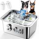 PETNF Dog Water Fountain for Large Dogs, 11L/3Gallon Stainless Steel Large Dog Fountain Water Bowl, Automatic Pet Water Bowl Dispenser with 2 Filters Indoor, Quiet and Safe Pump, Easy to Clean