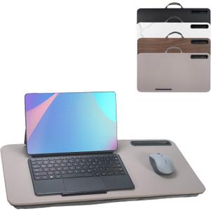 Portable Laptop Desk Fits Up to 16“ Laptops, with Tablet Slot, Built-in Cushion, Great for Home & Office,Lap Desk for Laptop,Lap Desk with Cushion (Gray, Large)
