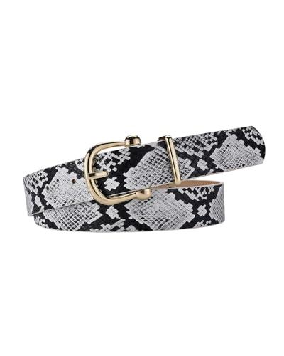 LEOMOSTE Women Belts Fashion Snakeskin Print PU Leather Waist Belt Waistband