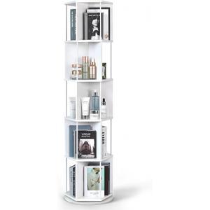 5-Tier Lazy Susan 360° Rotating Bookshelf White