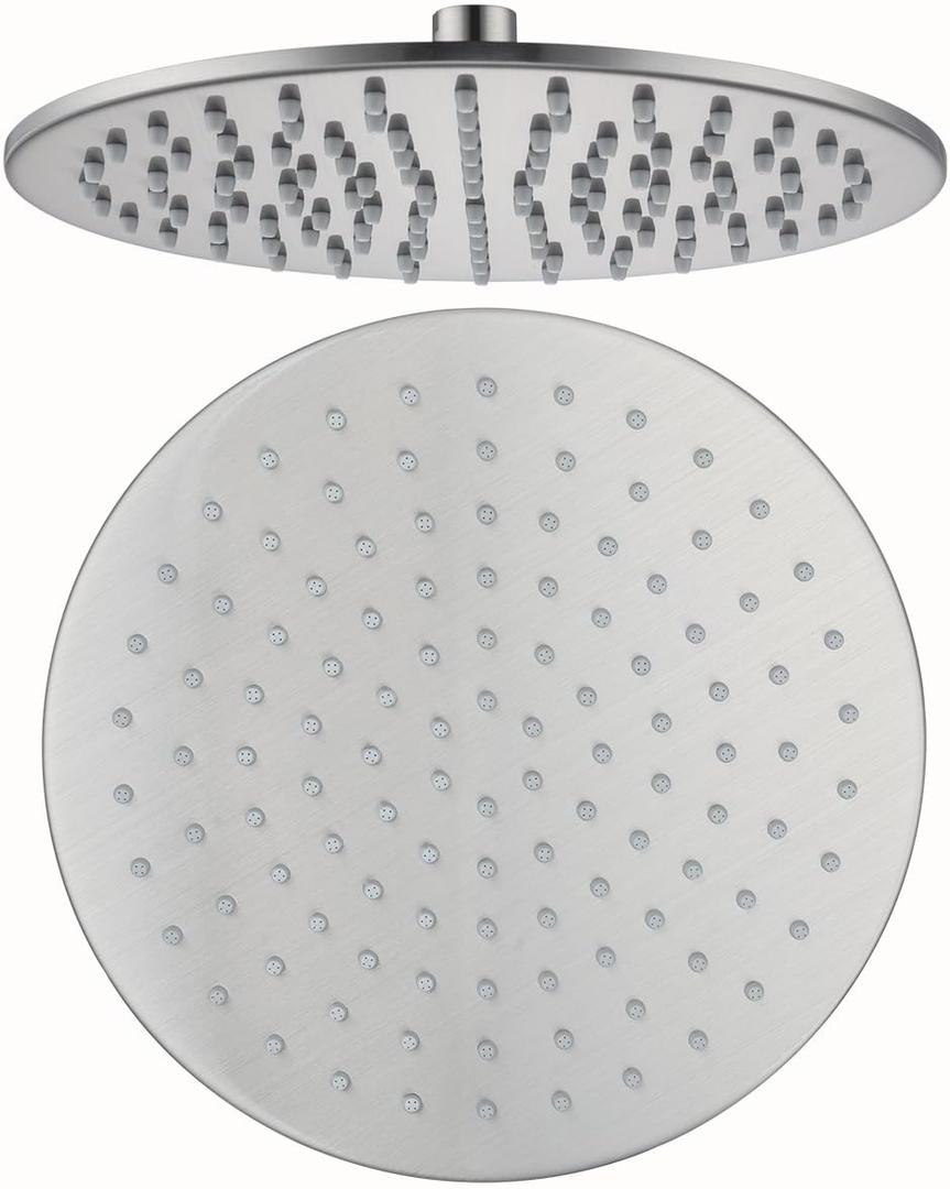 RANDOM Rain Shower Head Brushed Nickel Rainfall Shower Head High Pressure Shower Head Rainfall Stainless Steel Shower Head 10 Inch Round Waterfall Showerhead,Full Body Coverage.72088BN-10