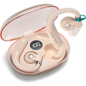 2025 Open Ear Headphones,Bluetooth 5.3 Wireless Earbuds with Earhooks,85 Adjustment Directional Sound Transmission,90 Hours Playtime,Premium Sound,HD-Call,Sport Earphones,Beige