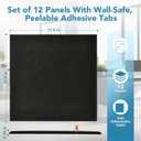 Large Cork Board | 48"x36" Felt Bulletin Board with Safe Removable Adhesive Tabs, 12-Pack Felt Wall Tiles for Home, Office, Classroom Essentials, Black