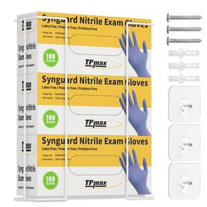 L Size Gloves Box Holder Glovesbox Wire Rack Dispenser for Gloves,Tissues Paper Towels Organizer - Mounting Accessories Included - Holds 3 boxes - Perfect for Lab, Food Service and Home (Medium)