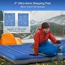 FNARMW Double Sleeping Pad Camping, Self Inflating 6'' Extra-Thick 2 Person Pillow Built-in Foot Pump Waterproof Inflatable Sleeping Mat Backpacking, Tent, Hiking, Portable Camping Pad (Navy Grey)