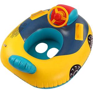 Cute Child Kids Inflatable Pool Float PVC Summer Swim Float Air Bed Lake Boat Swimming Floats with 2 Handles Surfing Raft Bodyboard Floating Mattress Seat Swim Ring for Girls Boys 1-5 Years (Yellow, Car Style)