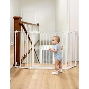 Babelio 72" Extra Wide Baby Gate, AdaptiZone, 3 Metal Panels, White