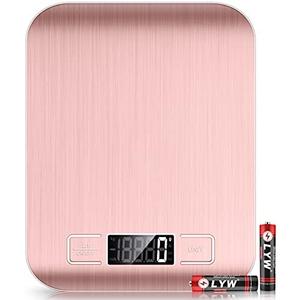 Mik-Nana Food Scale Pink, 10kg/22lb Digital Kitchen Scale Weight Grams and Oz for Baking and Cooking, 1g/0.1oz Precise Graduation, Easy Clean Stainless Steel
