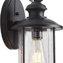MICSIU 13.75-Inch Large Outdoor Wall Lantern, Matte Black Exterior Wall Sconce with Clear Seedy Glass, Anti-Rust Waterproof Outside Light Fixture for House, Porch, Garage, Front Door