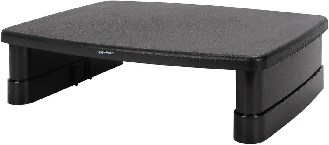 AmazonHeight Adjustable Monitor Stand Riser with Storage Organizer, Multifunctional Desk Accessories for Reduced Neck Strain - Fits Monitors, Laptops Up to 22lbs, Black