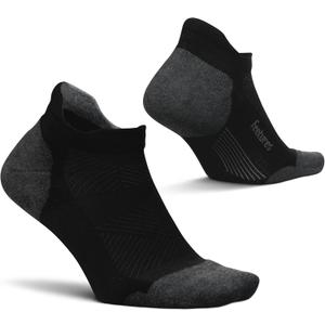 Feetures Elite Max Cushion No Show Tab Ankle Socks - Sport Sock with Targeted Compression (New Black (1 Pair))