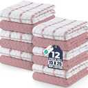 Utopia Towels - Kitchen Towels 12 Pack, 15 x 25 Inches, 100% Ring Spun Cotton Super Soft and Absorbent Linen Dish, Tea and Bar Towels Set, Dusty Pink