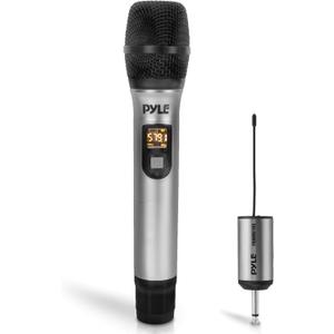 PYLE Portable UHF Wireless Microphone System - Professional Battery Operated Handheld Dynamic Unidirectional Cordless Microphone Transmitter Set w/Adapter Receiver, for PA Karaoke DJ Party - PDWMU105