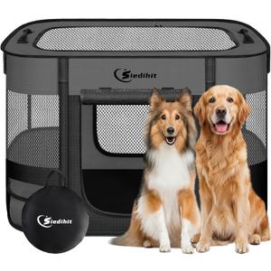 Dog Playpen,Cat Pet Puppy Pen,Portable Playpens for Dogs Indoor Outdoor Travel Camping Use,Foldable Dog Kennel Tent Crate for Rabbit Small Animals with Carrying Case (Dark Grey, Large)