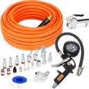 22 Pieces Air Compressor Accessories kit, 3/8 inch x 50 ft Hybrid Air Compressor Hose Kit, 1/4" NPT Quick Connect Air Fittings, Tire Inflator Gauge, Heavy Duty Blow Gun, Swivel Plugs