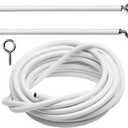 2 x White Curtain Wire Hanging Cord with Self-Adhesive Hook and Eyes for Net Curtain Rods (4 Meter)