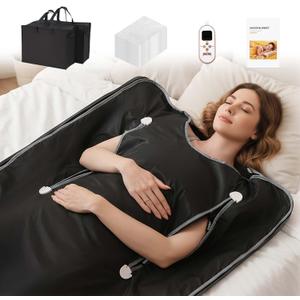 OKYUK Infrared Sauna Blanket for Home, Portable Sauna Blanket with 104F-176F Multi-Stage Heating, 20-60 Mins Timer, 6x2.65 FT, Includes 5 Detox Wraps for Relaxation