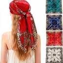 Ciormis 35" Silk Head Scarf for Women, 4 Pcs Satin Hair Scarf Square Silk Bandana Top Neck Scarves Hair Wraps for Sleeping (U1-fashion Leopard-set24)