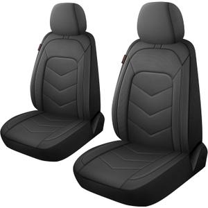 CAROMOP Luxury Faux Leather Seat Covers 2 Front Seat,Easy to Insatll Seat Covers for Cars,Airbag Compatible Fits Most Cars, Vehicles,Sedans,Trucks & SUVs(Black)
