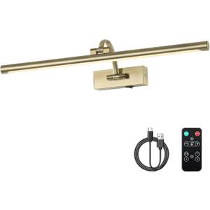 DESOOP Wireless Picture Lights Rechargeable Gallery Lighting Battery Picture Frame Light with Remote and Timer, Adjustable Art Light for Paintings, Portraits, Antique Bronze Finish 24'' Inch 5W 2700K