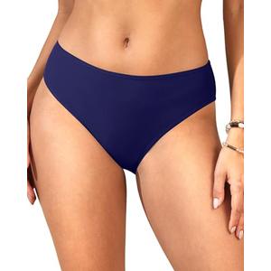 Zmart Women Full Coverage Bikini Bottoms - Mid Rise Bathing Suit Swim Bottom Swimsuit Swimwear Navy Blue XL