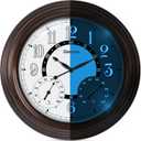 Geevon Illuminated Outdoor Clocks Waterproof with Temperature & Humidity, 18 Inch Large Lighted Wall Clock for Patio, Pool & Garden, Retro Metal Bronze Frame