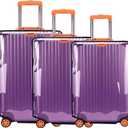 3 Pieces Suitcase Cover for Luggage TSA Approved Clear PVC Waterproof Suitcase Protectors Fits 20 24 28 Inch Wheel Baggage, Travel Essentials Accessories (Black Trim)