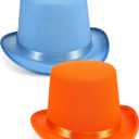 Geyoga 2 Pcs Adult Blue and Orange Top Hats Funny Tall Felt Top Hat Adult Costume Set Novelty Holiday Party Supplies for Parade Cosplay Stage Play Performance