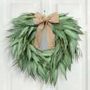 20" Heart-Shaped Artificial Eucalyptus Wreath - Eco-Friendly Lifelike Foliage, Small Florals & Burlap Bow | Spring Summer Farmhouse Decor, Year-Round for Front Door, Wall, Wedding Arch, Indoor Outdoor