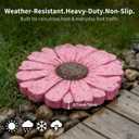 Landoraloria Cement Flower Stepping Stone 10 Daisy Garden Path Stone for Yard & Walkway Handcrafted Non-Slip Outdoor Patio Decor Weather-Resistant Cement Stone (Pink)