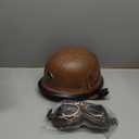 German Style Motorcycle Helmet, Retro Leather Motorcycle Half Helmet Skull Cap for Adult Men Women, Vintage Open Face Half Shell Helmet for Cruiser Scooter Chopper, DOT Approved (Large, Brown)