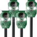 X-PEST Solar-Powered Ultrasonic Animal Repellent 4 Packs, Waterproof Cat Deterrent with LED Flashing Lights and Motion Sensor for Outdoor Yard, Effective to Repel Cats, Coyotes, Raccoons, and Deer