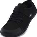 WHITIN Kids/Boys/Girls Wide Barefoot Shoes Minimalist Toe Box Zero Drop Sneakers Size 28 Little Walking Tennis Flexible Sports Gym Skate Road Running Black 30