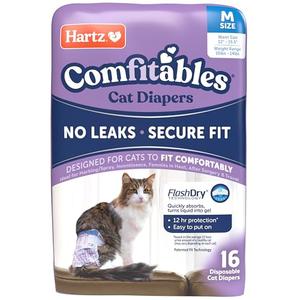 Hartz Comfitables Cat Diapers,Medium, 16 Count, Comfortable & Secure Fit, Easy to Put On