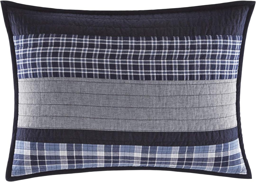 Nautica - Sham, Cotton Quilted Bedding with Envelope Closure, Pre-Washed for Added Softness, Stylish Bedding Set (Adelson Blue, 20" x 26")