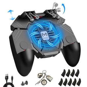 Mikirini PUBG Mobile Controller with Phone Cooler 4000mAh Built-in Battery for PUBG/Knives Out/Call of Duty, PUBG Game L2R2 Triggers for 4.7-6.5" Android Phones and iPhone