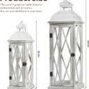 Farmhouse Wooden Lantern Set, 2-Piece Rustic Candle Lanterns, Vintage Large 9 x 9 x 29 & Small 6.3 x 6.3 x 20.4 Lanterns for Indoor & Outdoor Decor, Decorative Lanterns Without Glass Panels