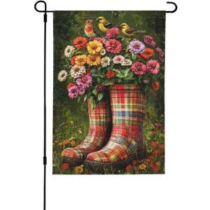 Boots And Plants Garden Flag 12x18 Inch Double Sided All-Weather Polyester Outdoor Flag For Patio Lawn Yard And Garden Welcome Decor