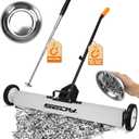 36-Inch Rolling Magnetic Sweeper | 40-Inch Telescoping Magnetic Pickup Tool | Magnetic Trays | 55-Pound Capacity Pick-up Sweeper for Nails, Screws & Metal Debris Workshop Garage Yard (3 Pack)