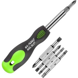 SUNHZMCKP 8 in 1 Screwdriver, Portable multi-purpose screwdriver setHigh-Strength Bits, Phillips, Slotted, TorxSuitable for outdoor and daily repair tools,Practical hand tools